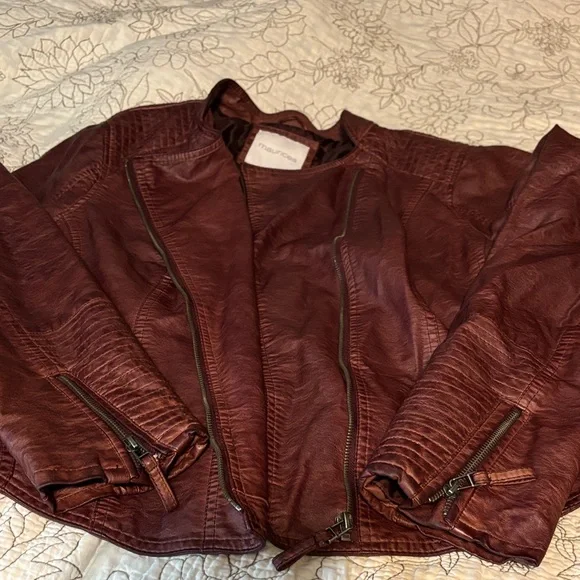 Maurices Deep Maroon faux Leather Jacket 2x - Picture 7 of 11